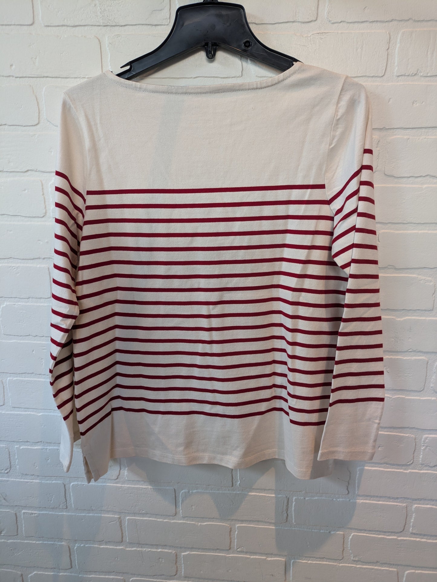 Cream & Red Top Long Sleeve Basic Talbots, Size M