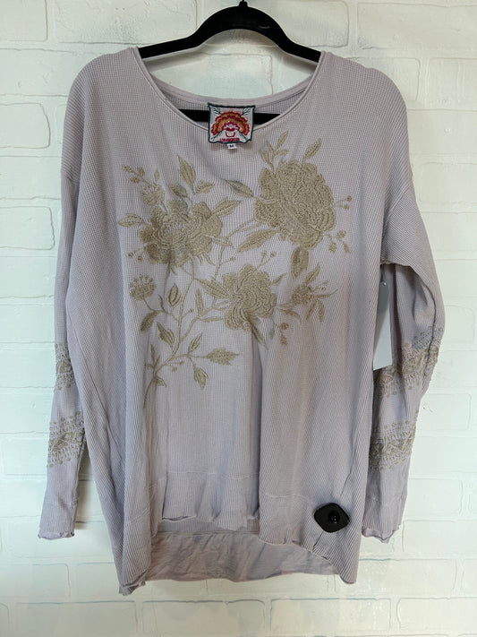 Cream & Purple Top Long Sleeve Designer Johnny Was, Size M