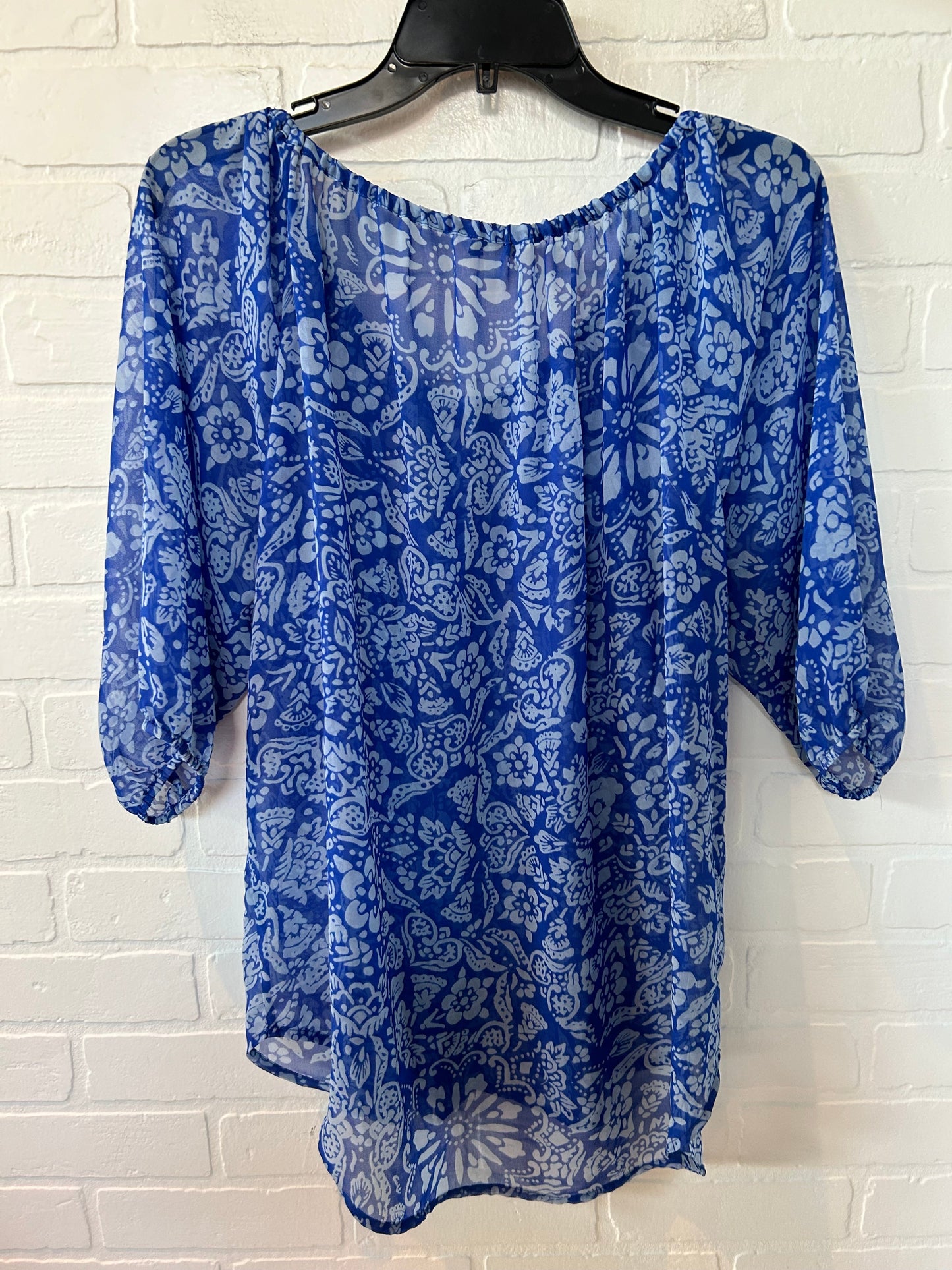 Blue Top 3/4 Sleeve Cabi, Size S