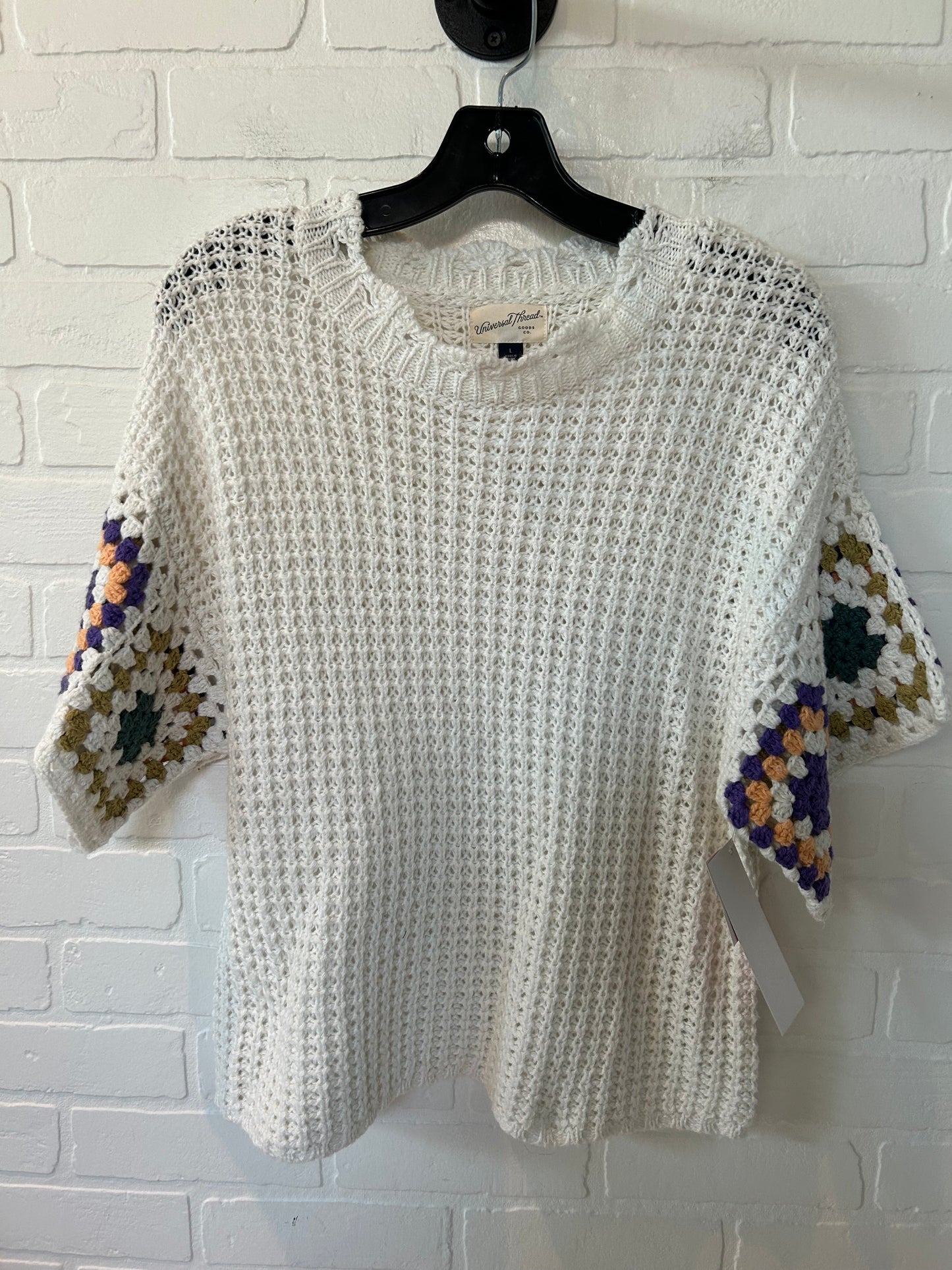 Cream Sweater Short Sleeve Universal Thread, Size L