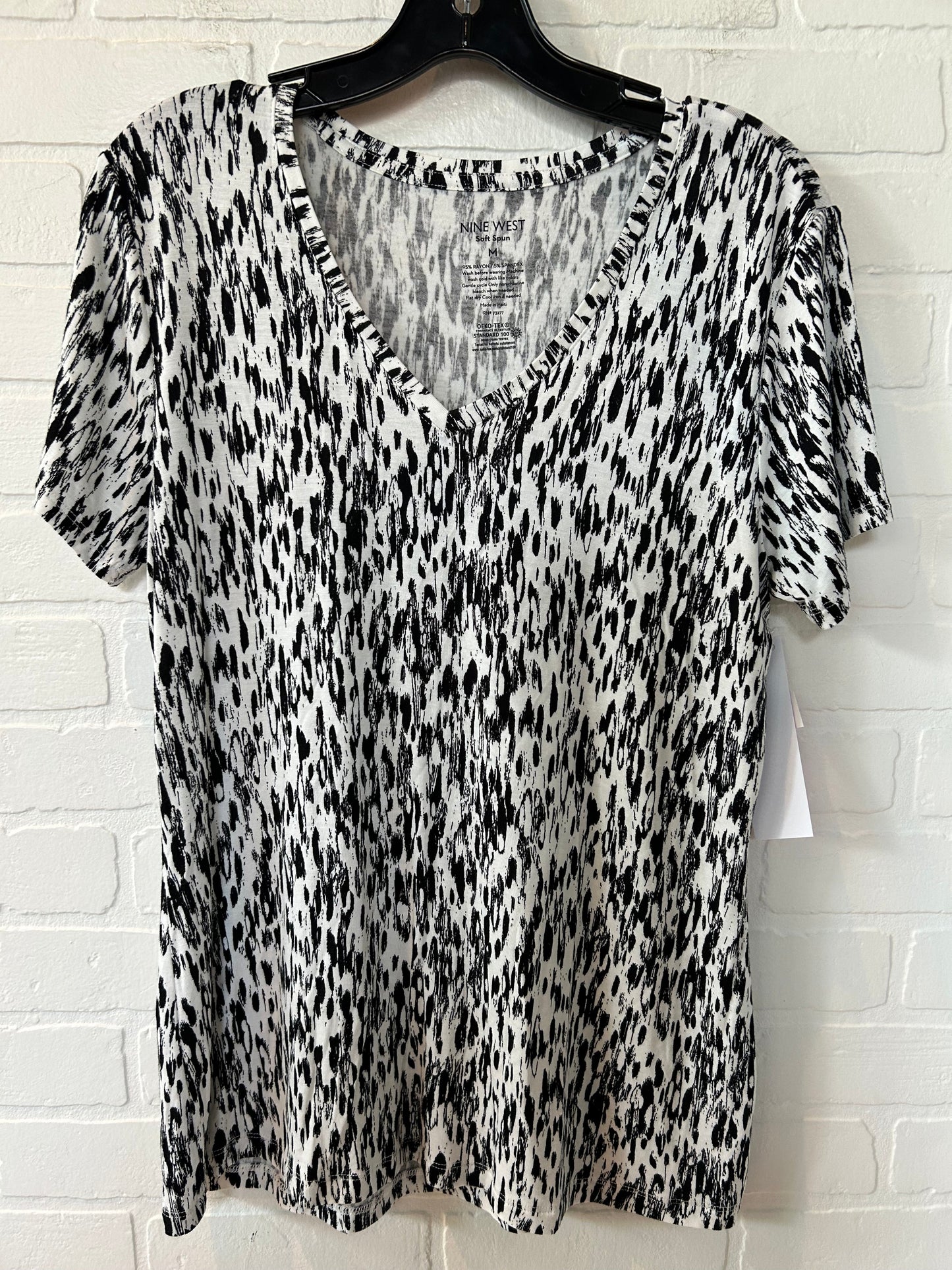 Black & White Top Short Sleeve Basic Nine West, Size M