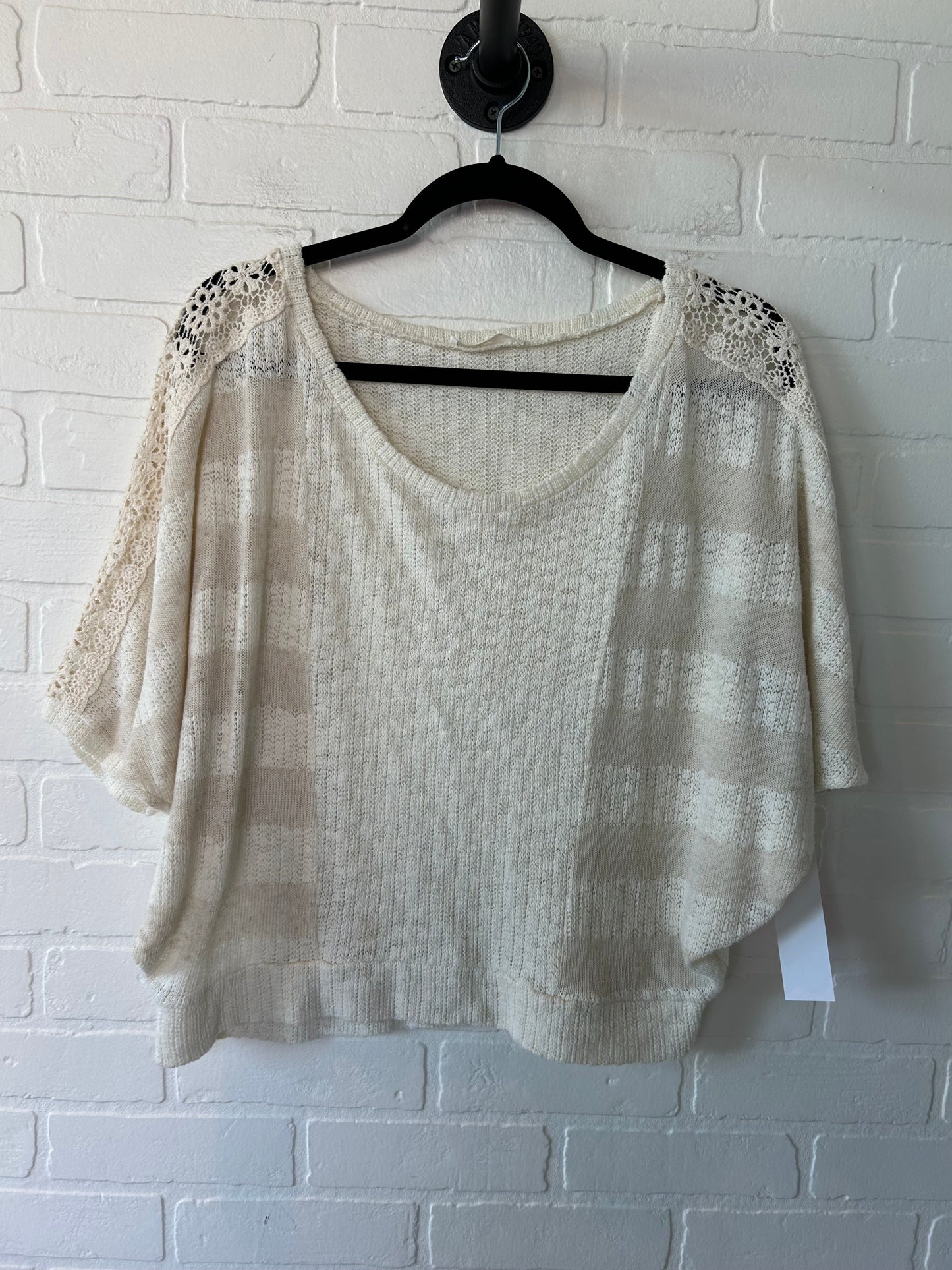 Cream Sweater Short Sleeve Lush, Size Xs