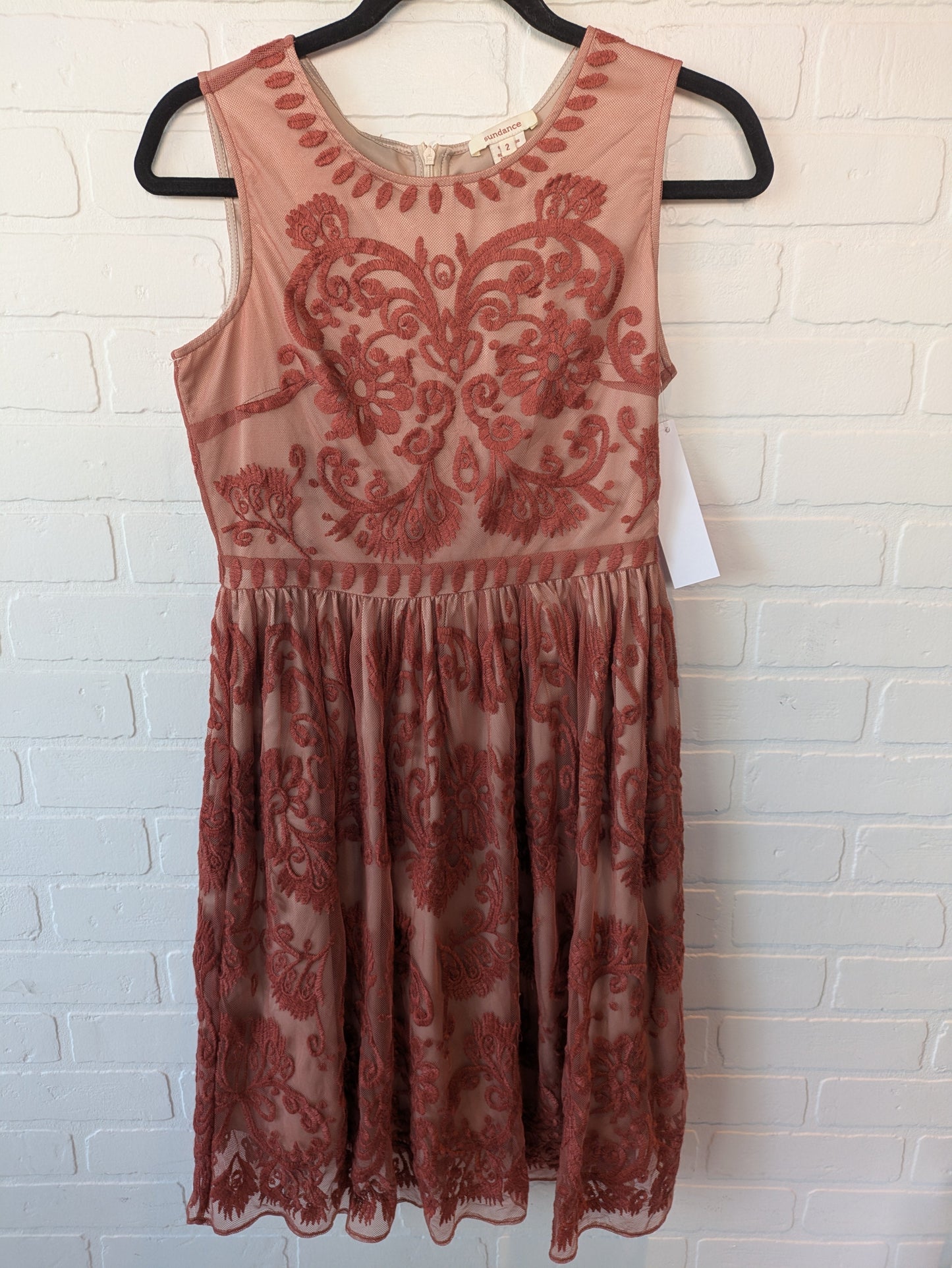 Orange Dress Party Midi Sundance, Size Xs