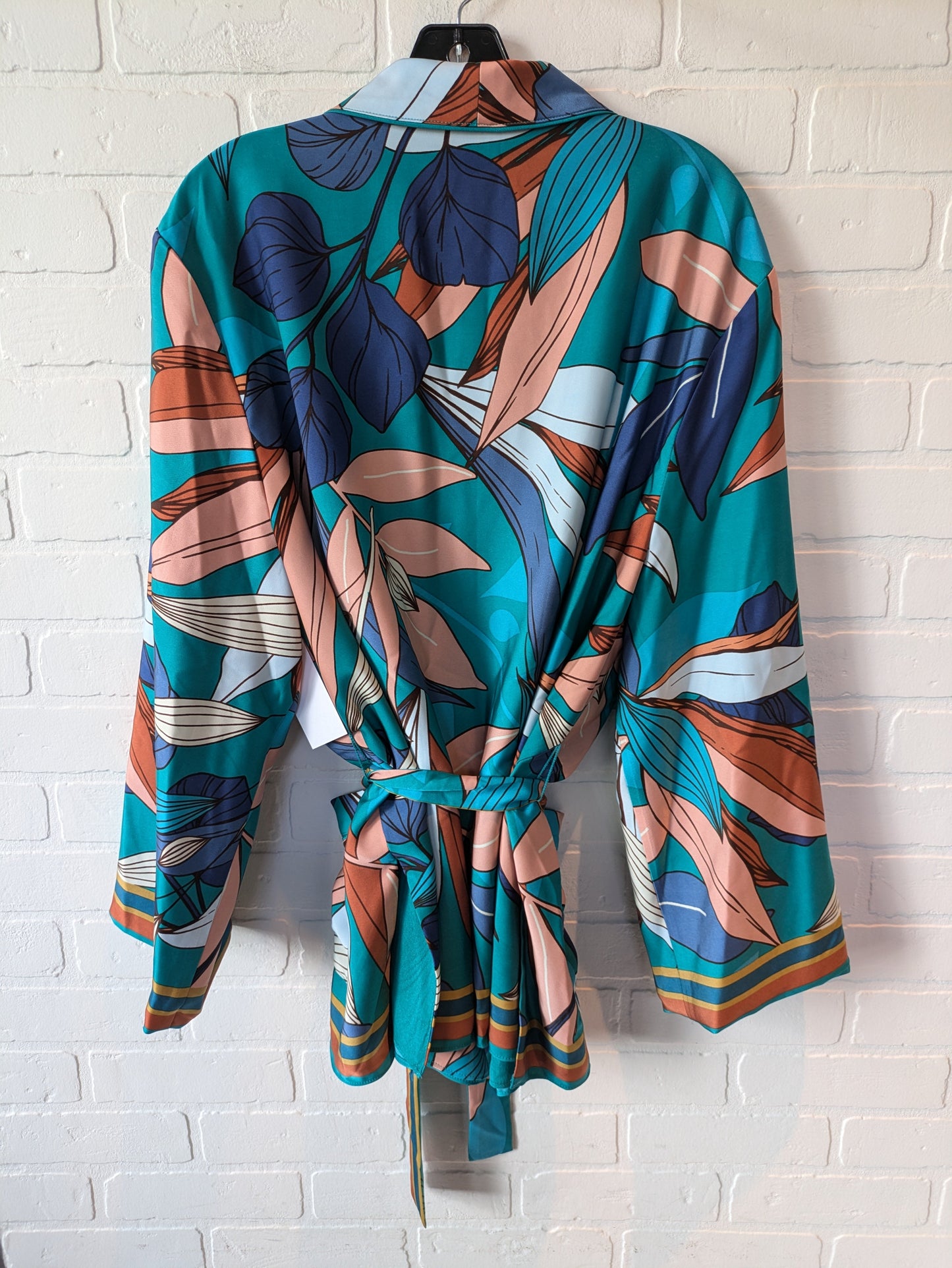 Kimono By Nine West Apparel In Blue & Orange, Size: Xxl