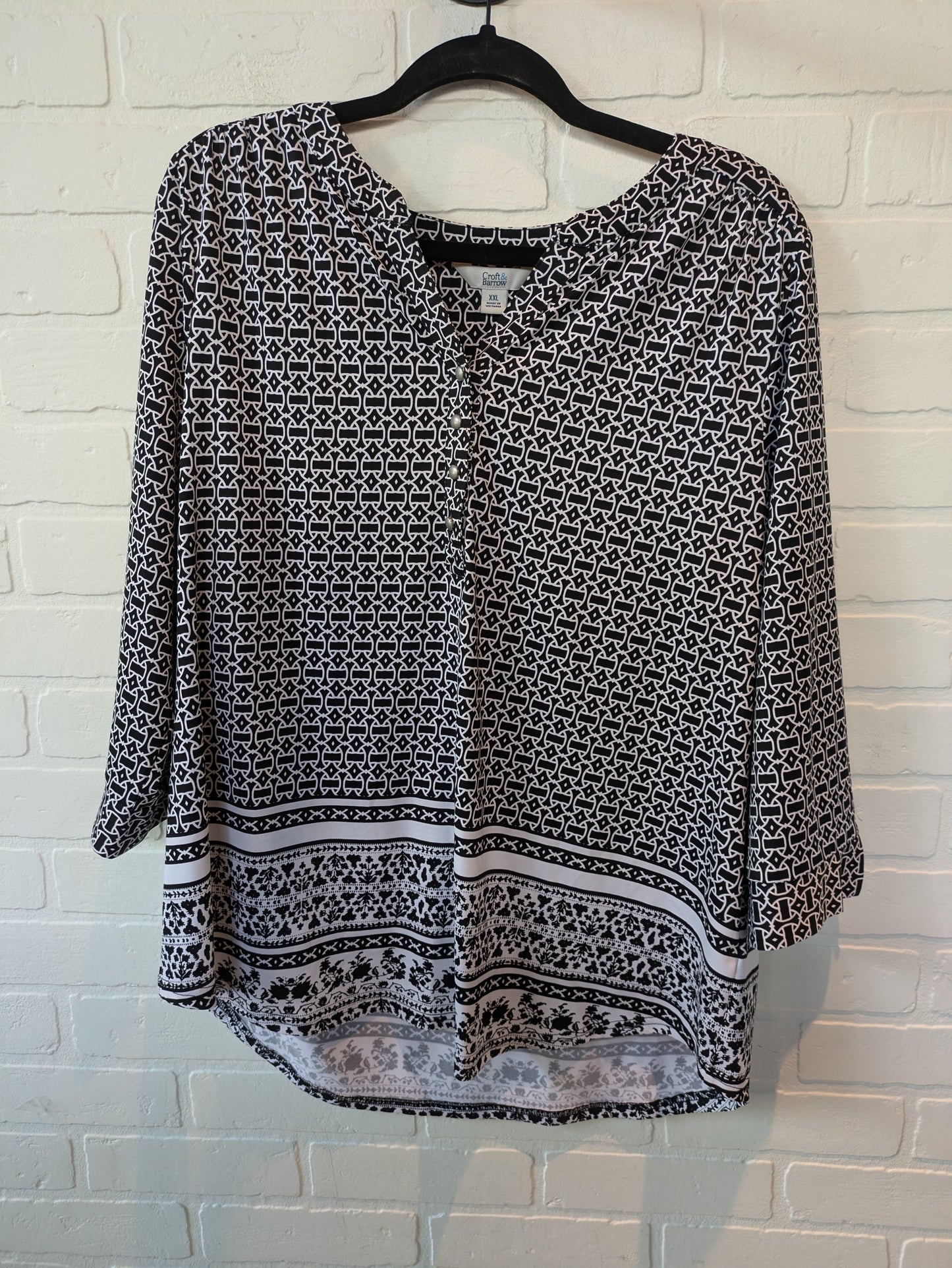 Black & White Top Long Sleeve Croft And Barrow, Size 1x