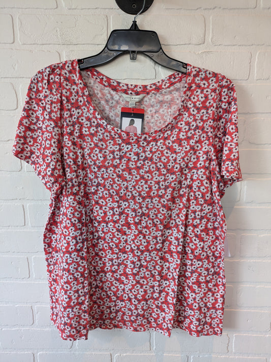 Top Short Sleeve Basic By Lucky Brand In Red & White, Size: M