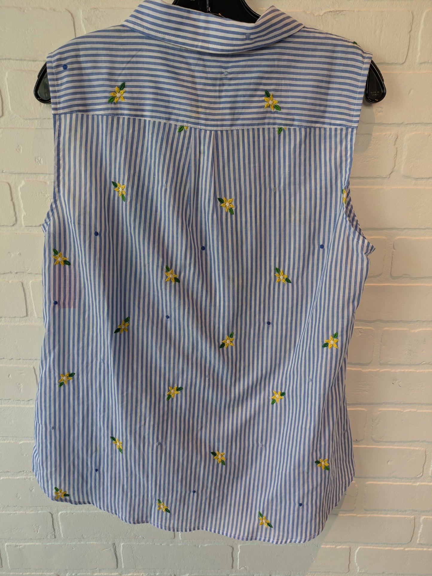 Top Sleeveless By Talbots In Blue & White, Size: L