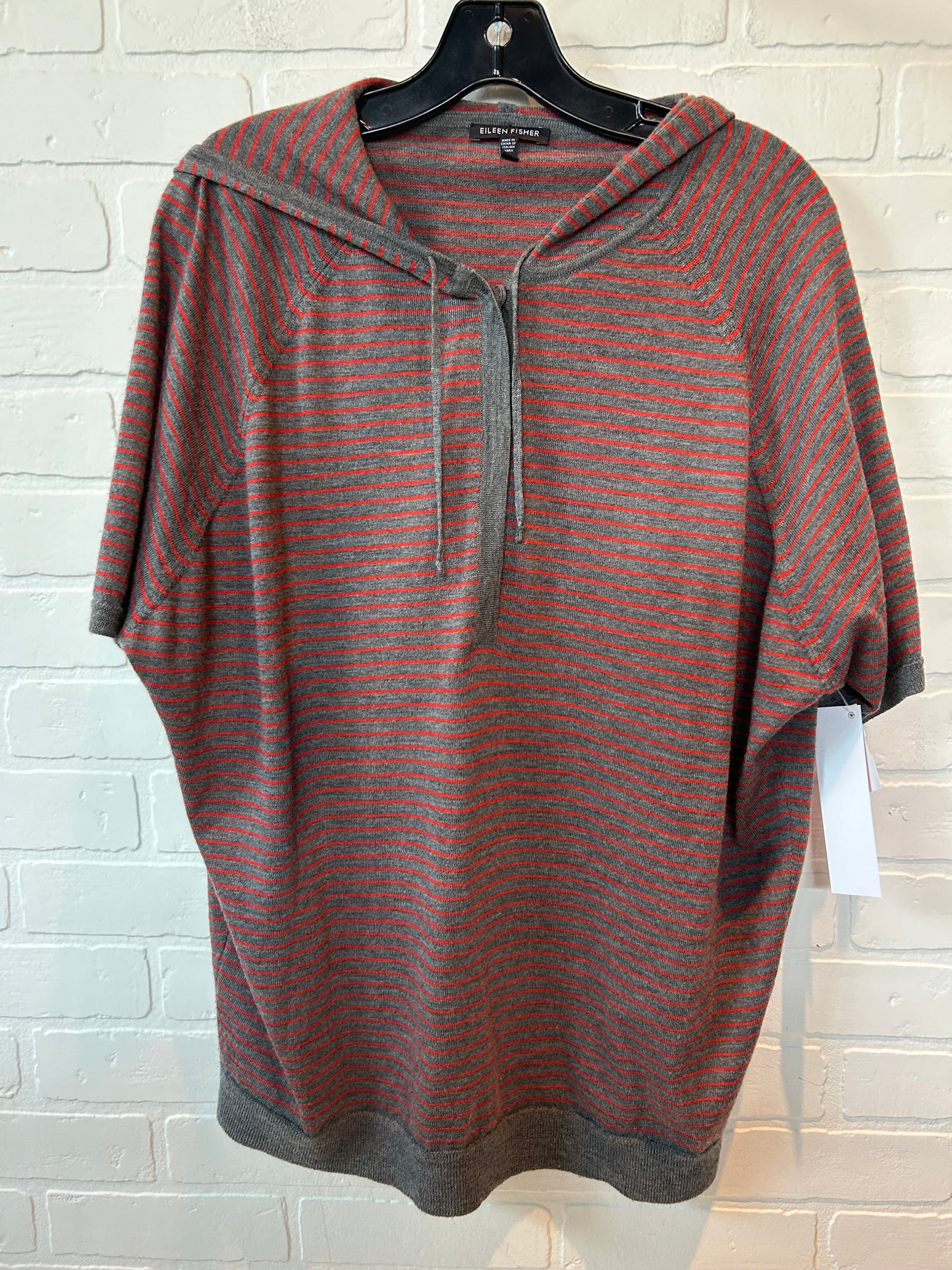 Sweater Short Sleeve By Eileen Fisher In Grey & Red, Size: S