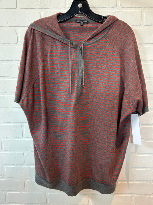 Sweater Short Sleeve By Eileen Fisher In Grey & Red, Size: S