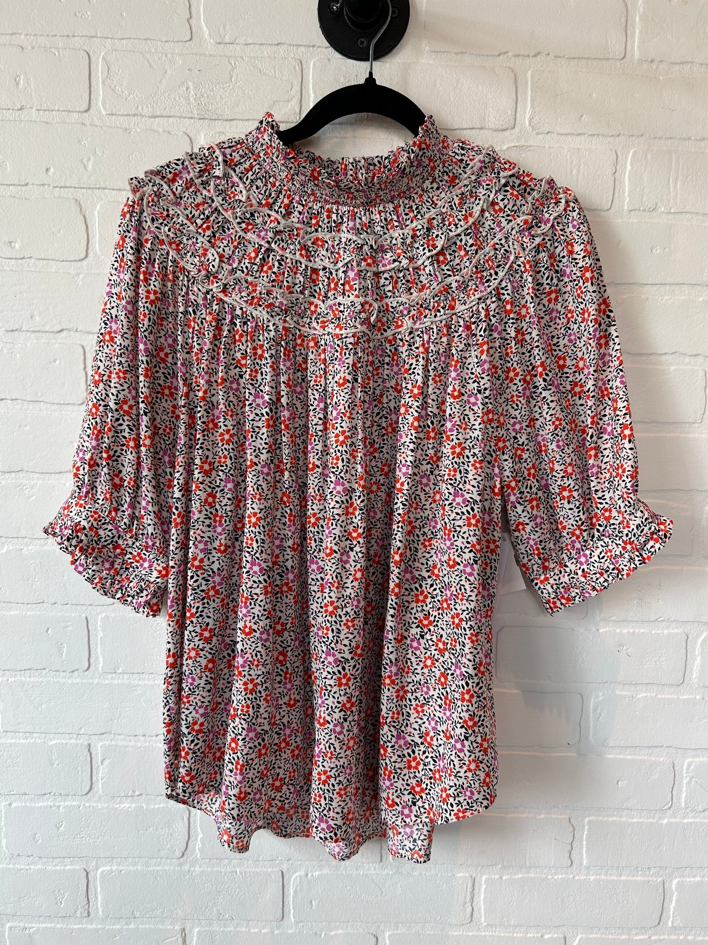 Top Short Sleeve By Ann Taylor In Floral Print, Size: L