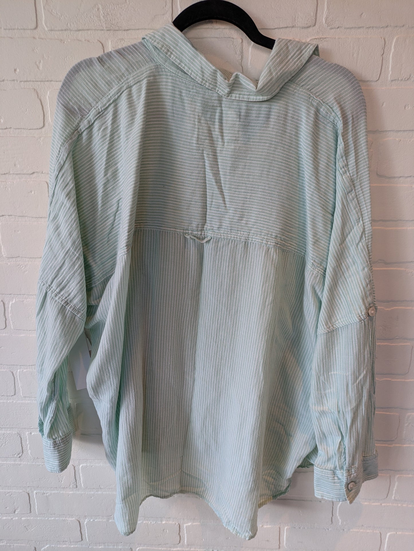 Top 3/4 Sleeve By American Eagle In Green & White, Size: S