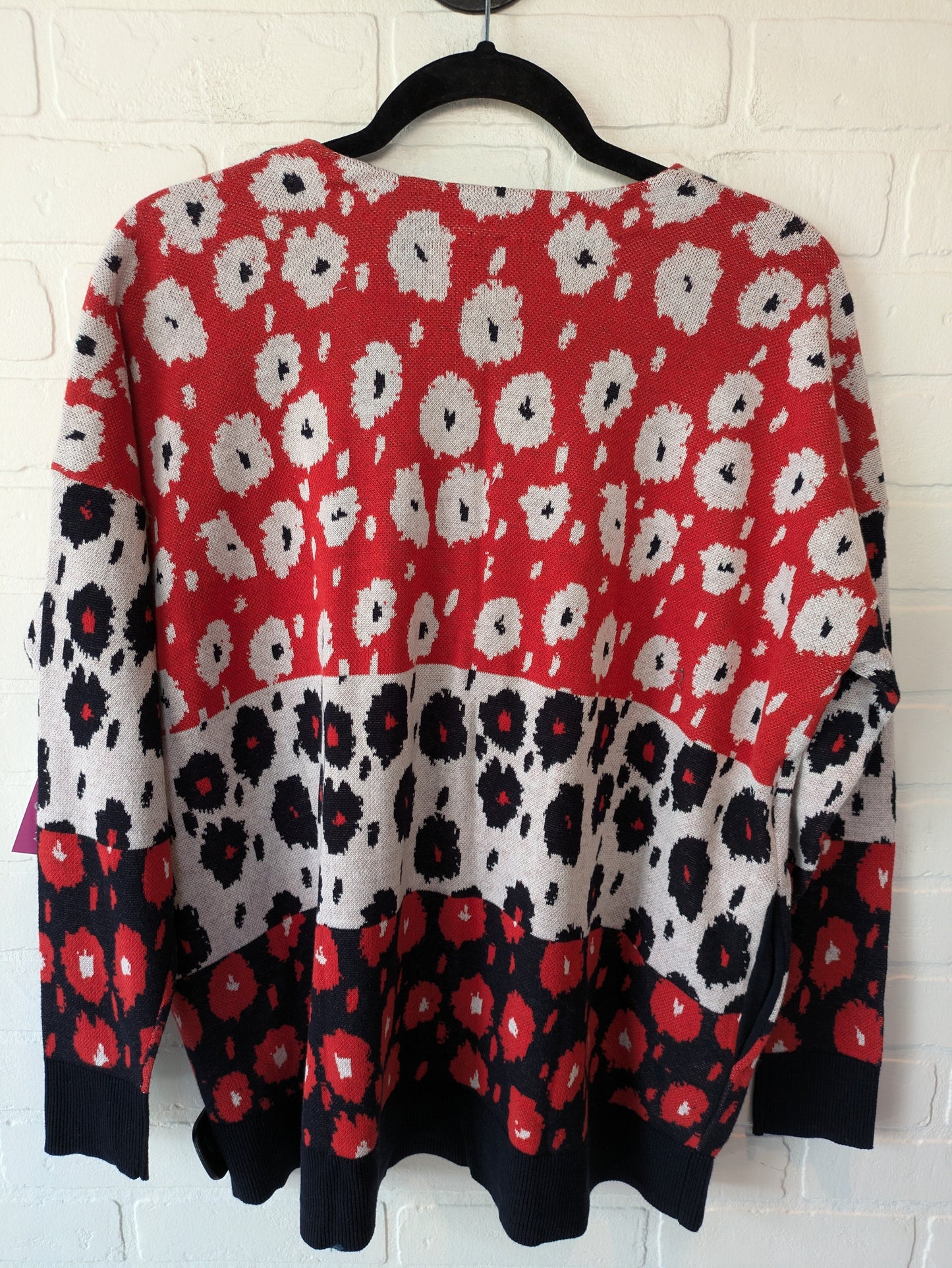 Sweater Cardigan By Cabi In Red & White, Size: M