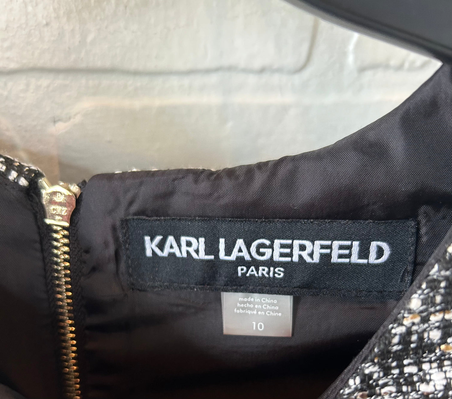 Dress Designer By Karl Lagerfeld In Black & White, Size: M