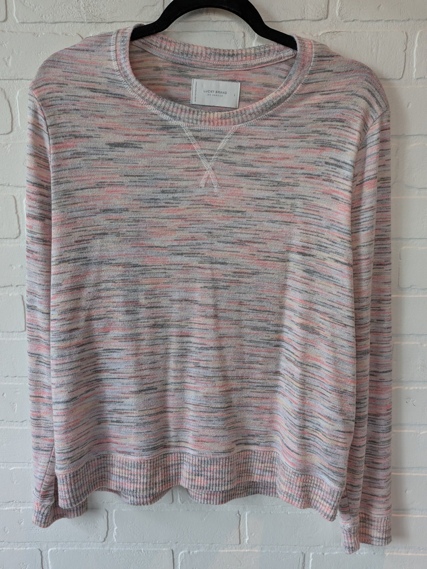 Sweater By Lucky Brand In Grey & Orange, Size: L