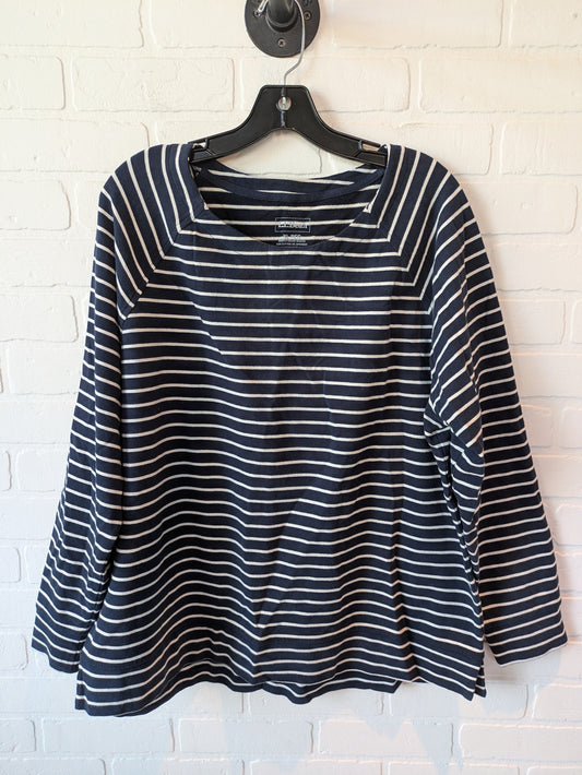 Top Long Sleeve By L.l. Bean In Blue & White, Size: Xl