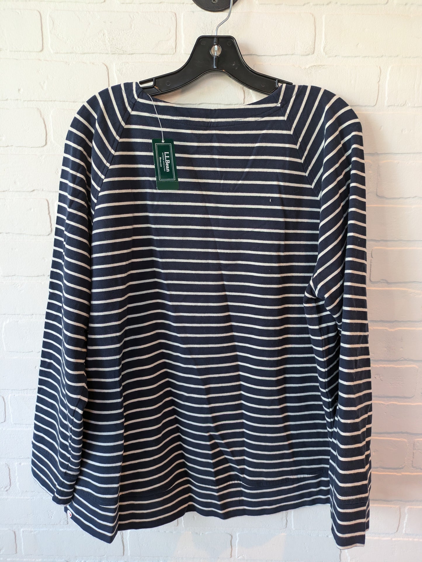 Top Long Sleeve By L.l. Bean In Blue & White, Size: Xl