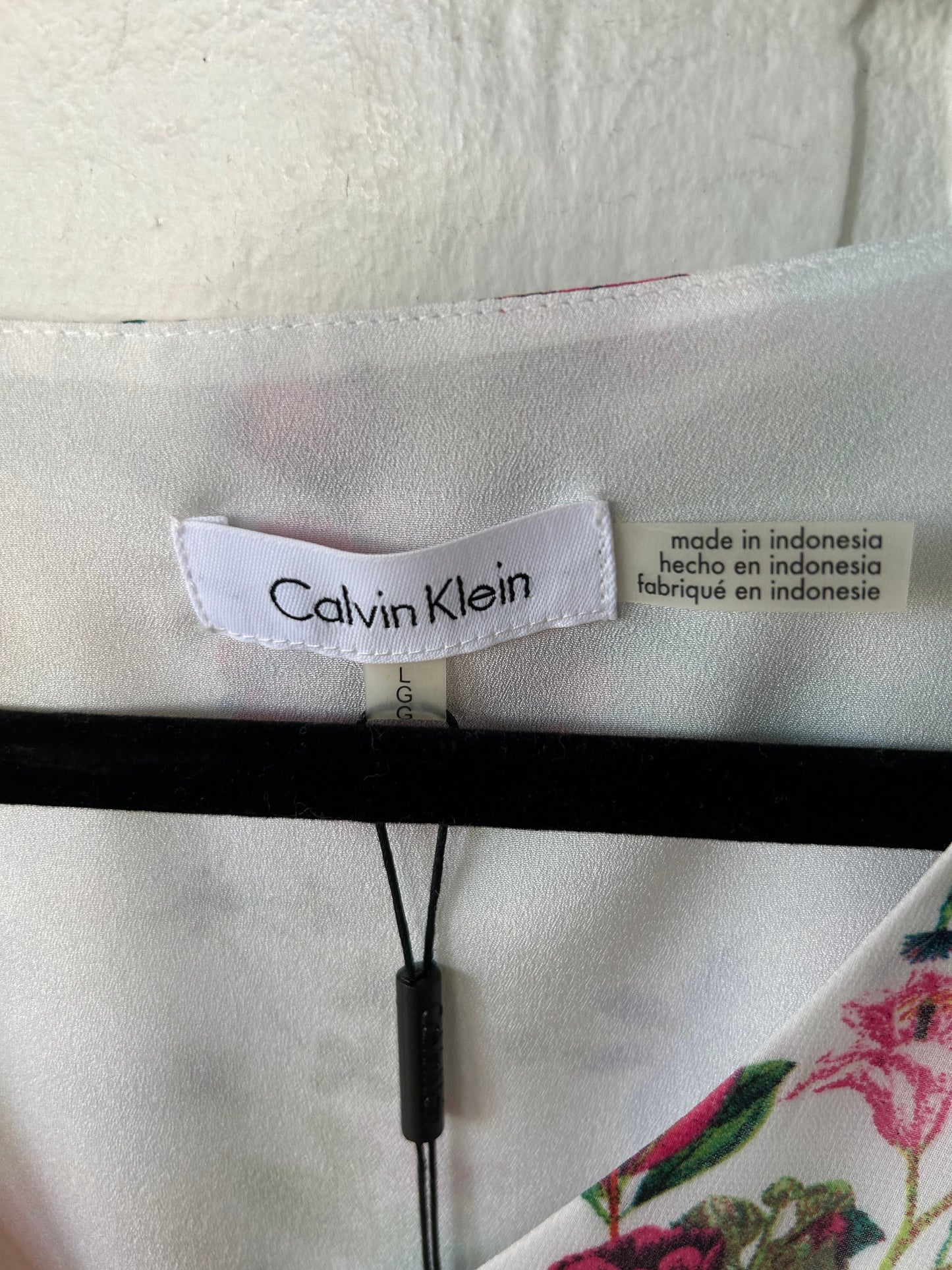 Top 3/4 Sleeve By Calvin Klein In Floral Print, Size: L