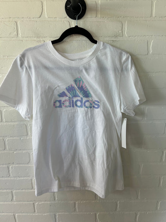 Athletic Top Short Sleeve By Adidas In White, Size: M