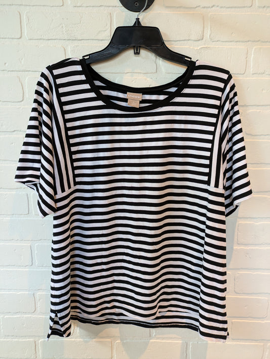 Top Short Sleeve Basic By Chicos In Black & White, Size: L