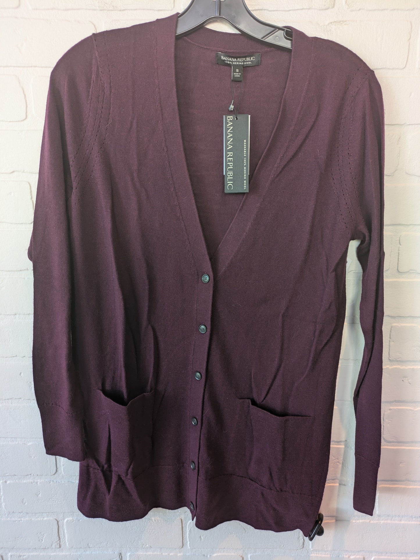 Sweater Cardigan By Banana Republic In Purple, Size: S