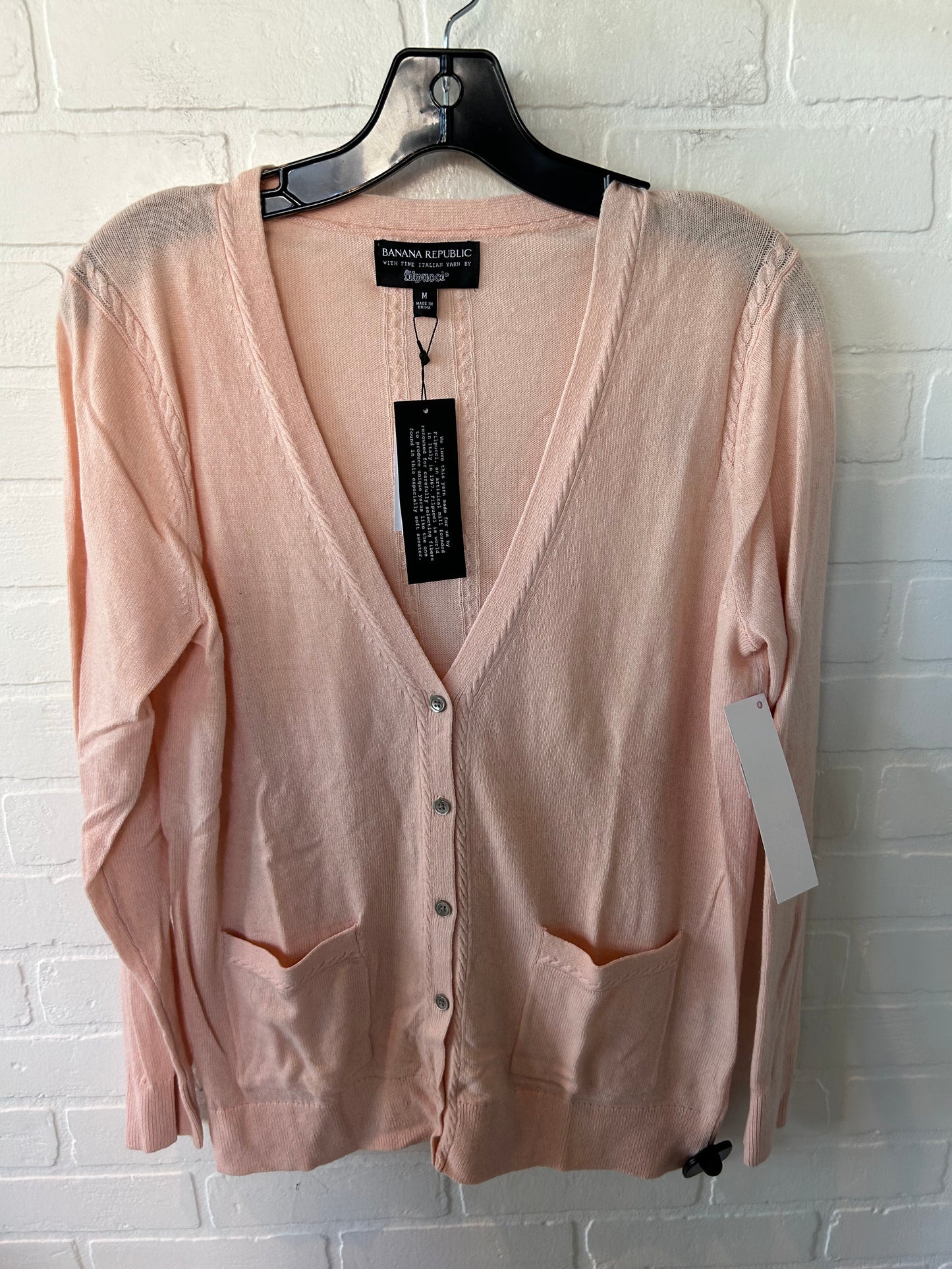 Sweater Cardigan By Banana Republic In Peach, Size: M