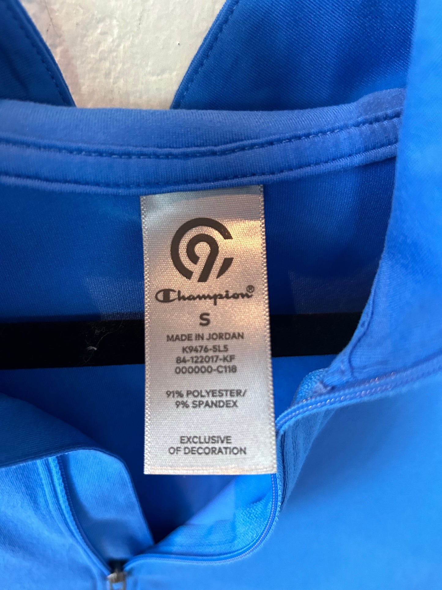 Athletic Top Long Sleeve Collar By Champion In Blue, Size: S