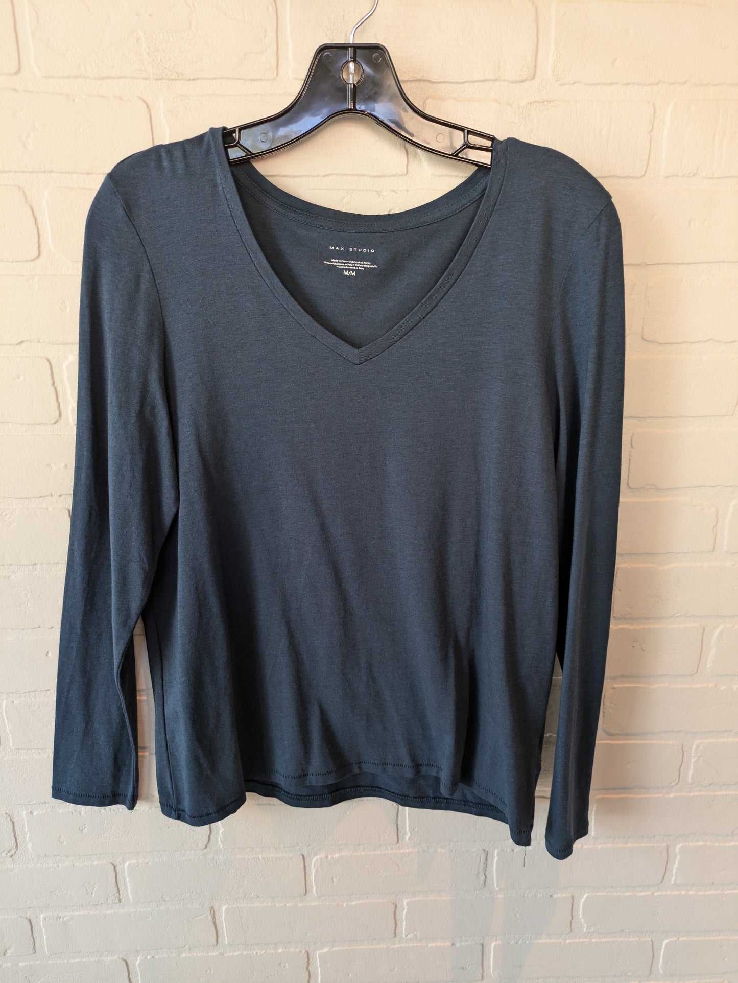 Top Long Sleeve Basic By Max Studio In Blue, Size: M