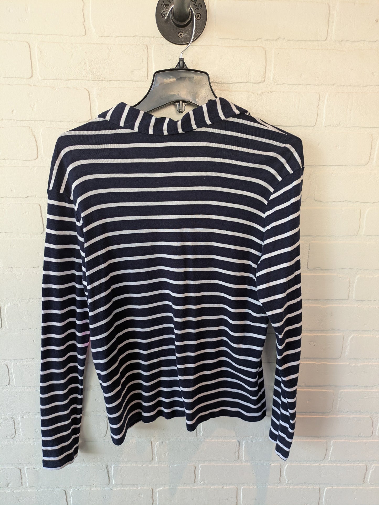 Top Long Sleeve By Caslon In Blue & White, Size: M