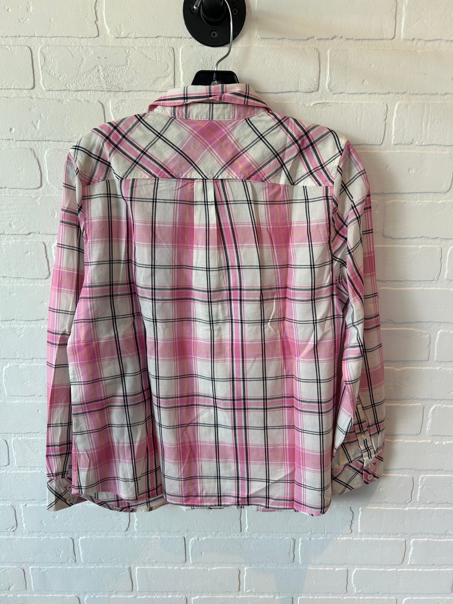 Top Long Sleeve By Talbots In Pink & White, Size: M