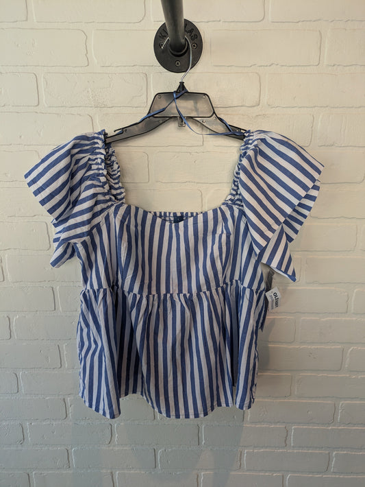 Top Short Sleeve By Old Navy In Blue & White, Size: L