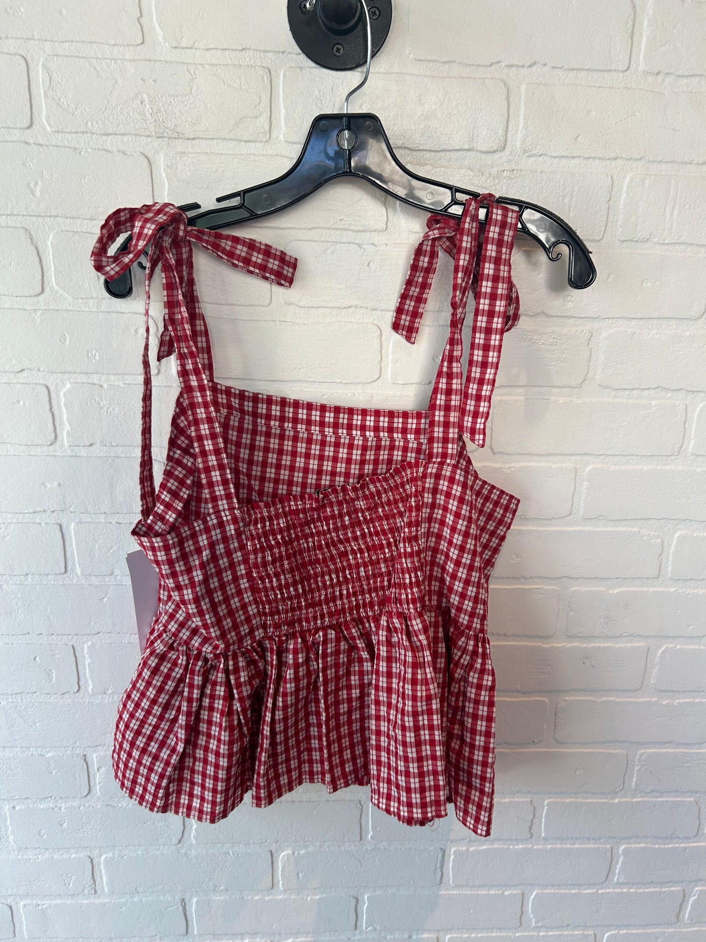 Top Sleeveless By Madewell In Red & White, Size: M