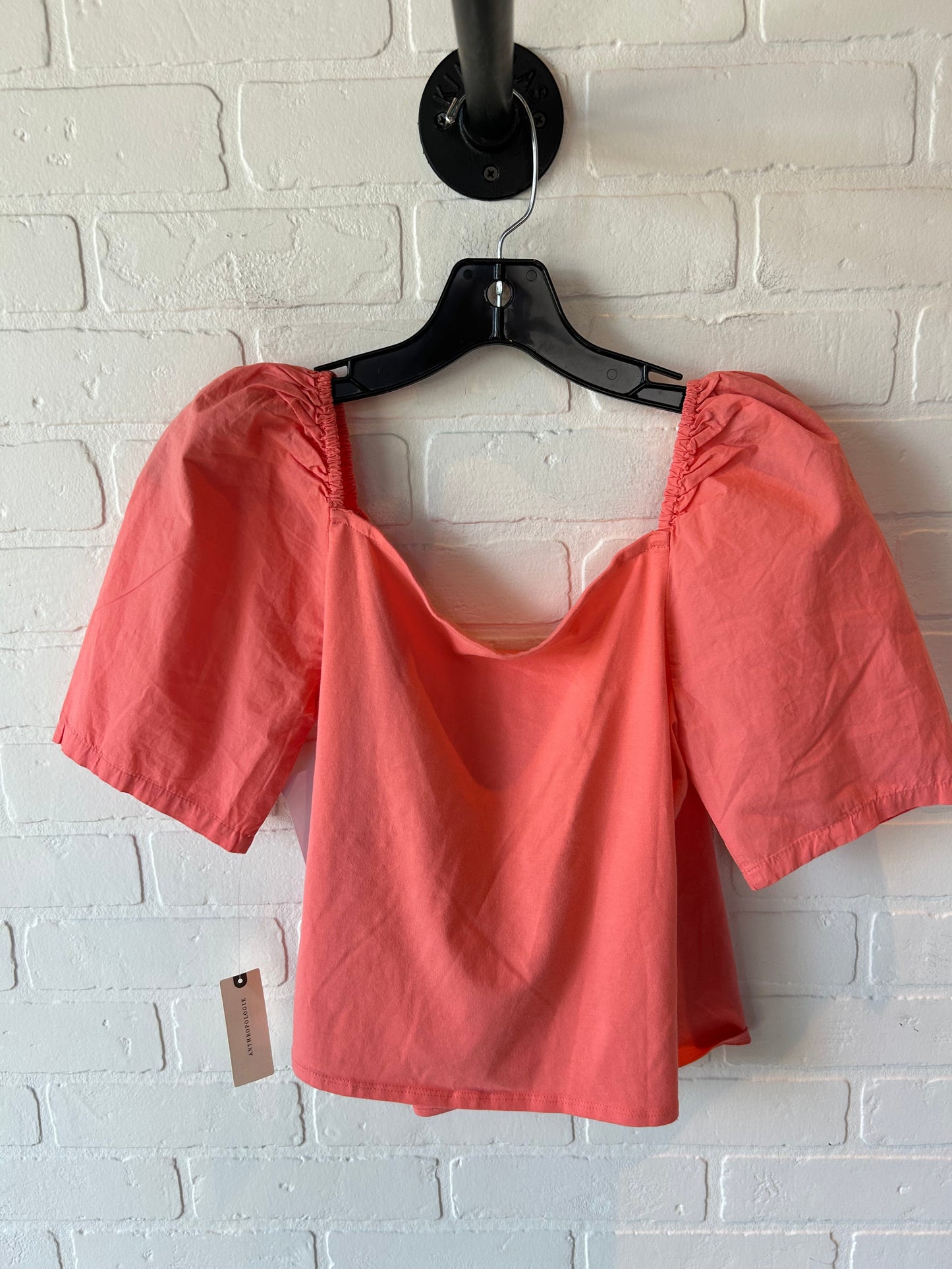 Top Short Sleeve By Anthropologie In Orange, Size: M