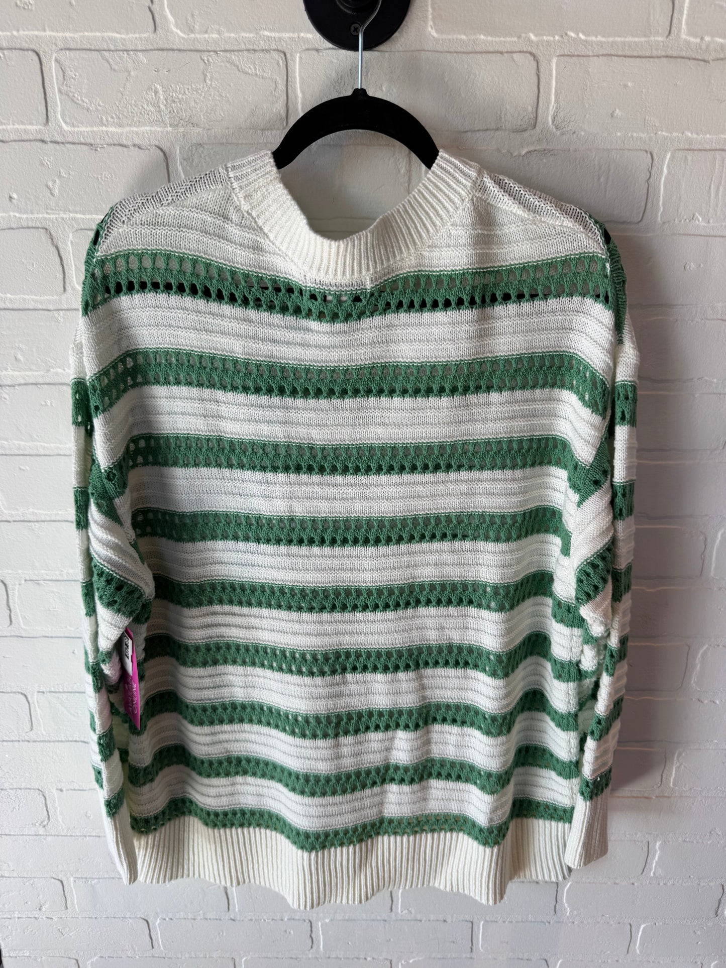 Sweater By Ava & Viv In Green & White, Size: 1x