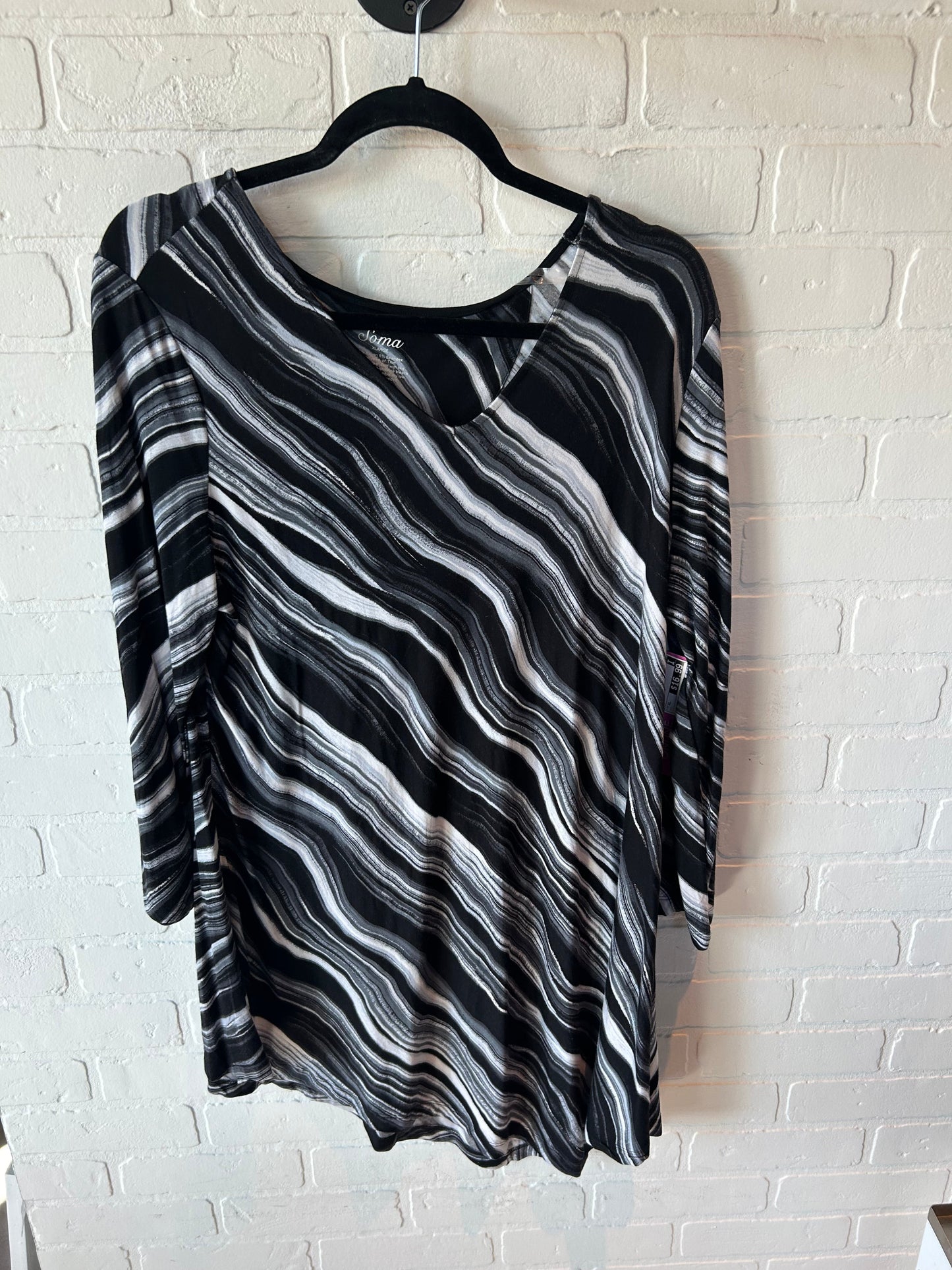 Tunic 3/4 Sleeve By Soma In Black & White, Size: Xl