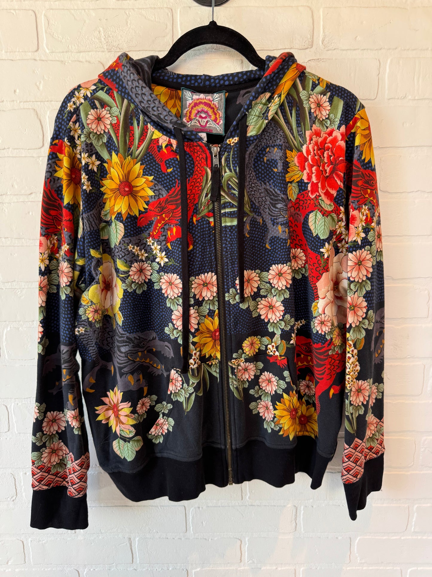 Sweatshirt Hoodie By Johnny Was In Floral Print, Size: L