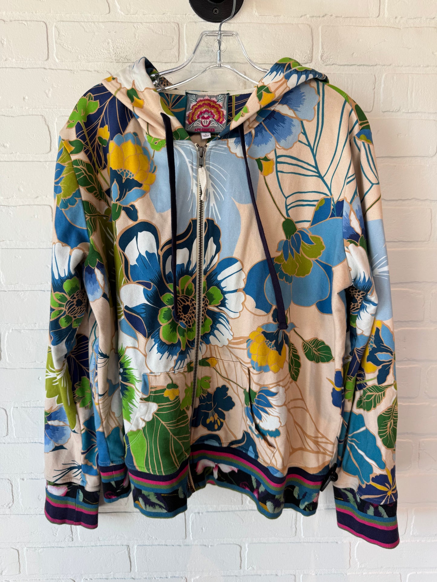 Sweatshirt Hoodie By Johnny Was In Floral Print, Size: L