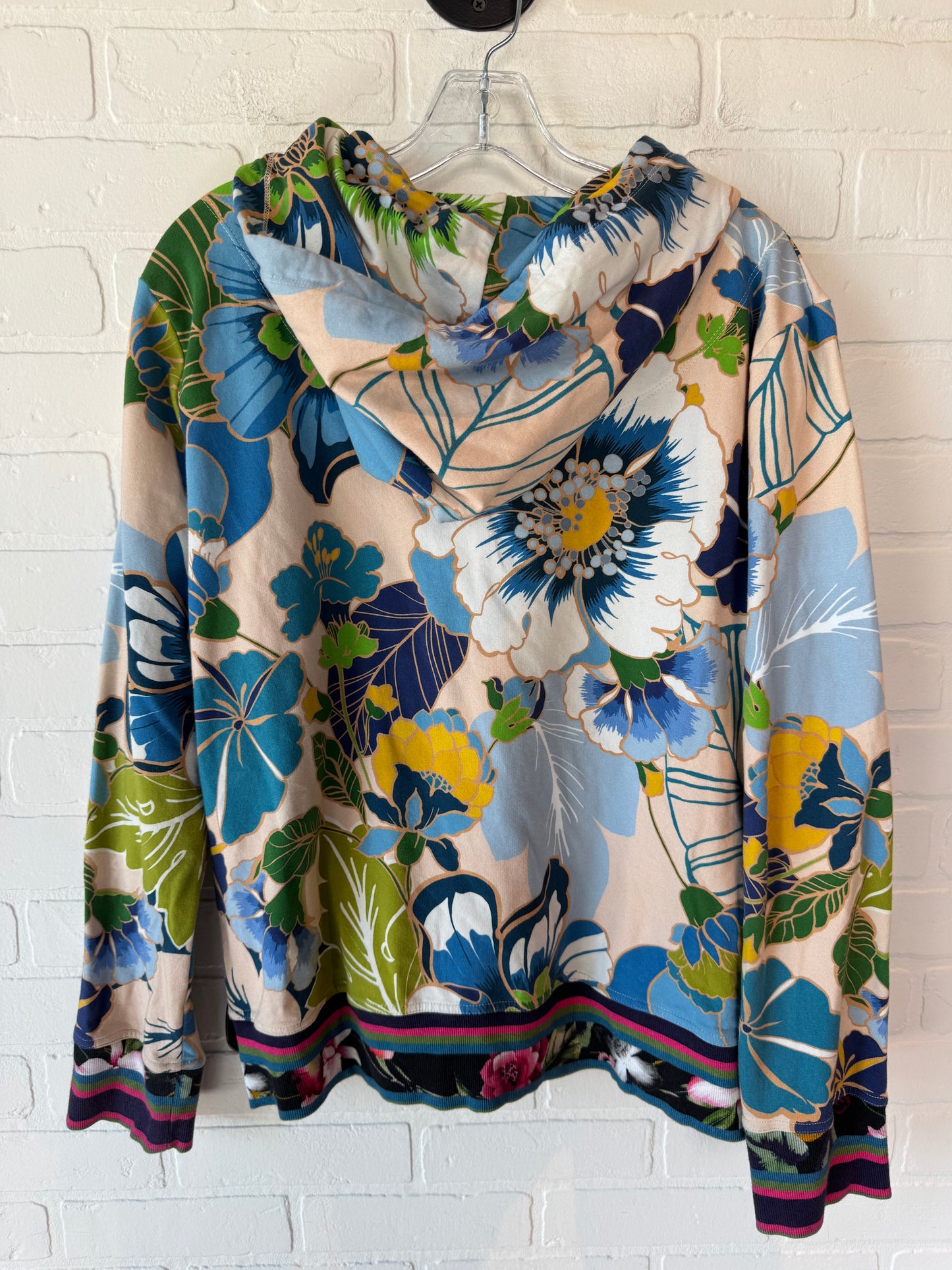 Sweatshirt Hoodie By Johnny Was In Floral Print, Size: L