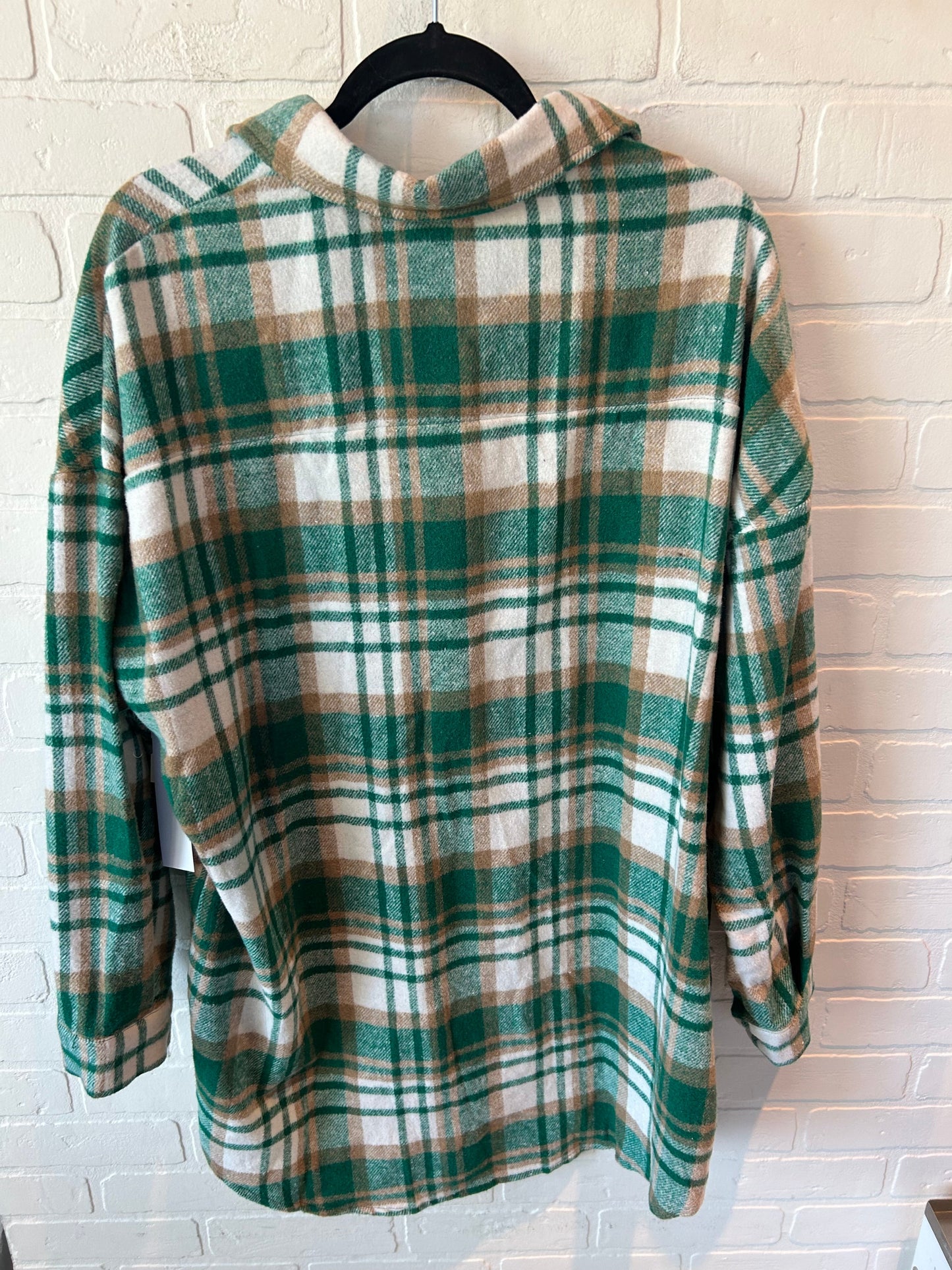 Tunic Long Sleeve By Clothes Mentor In Green & Tan, Size: 1x