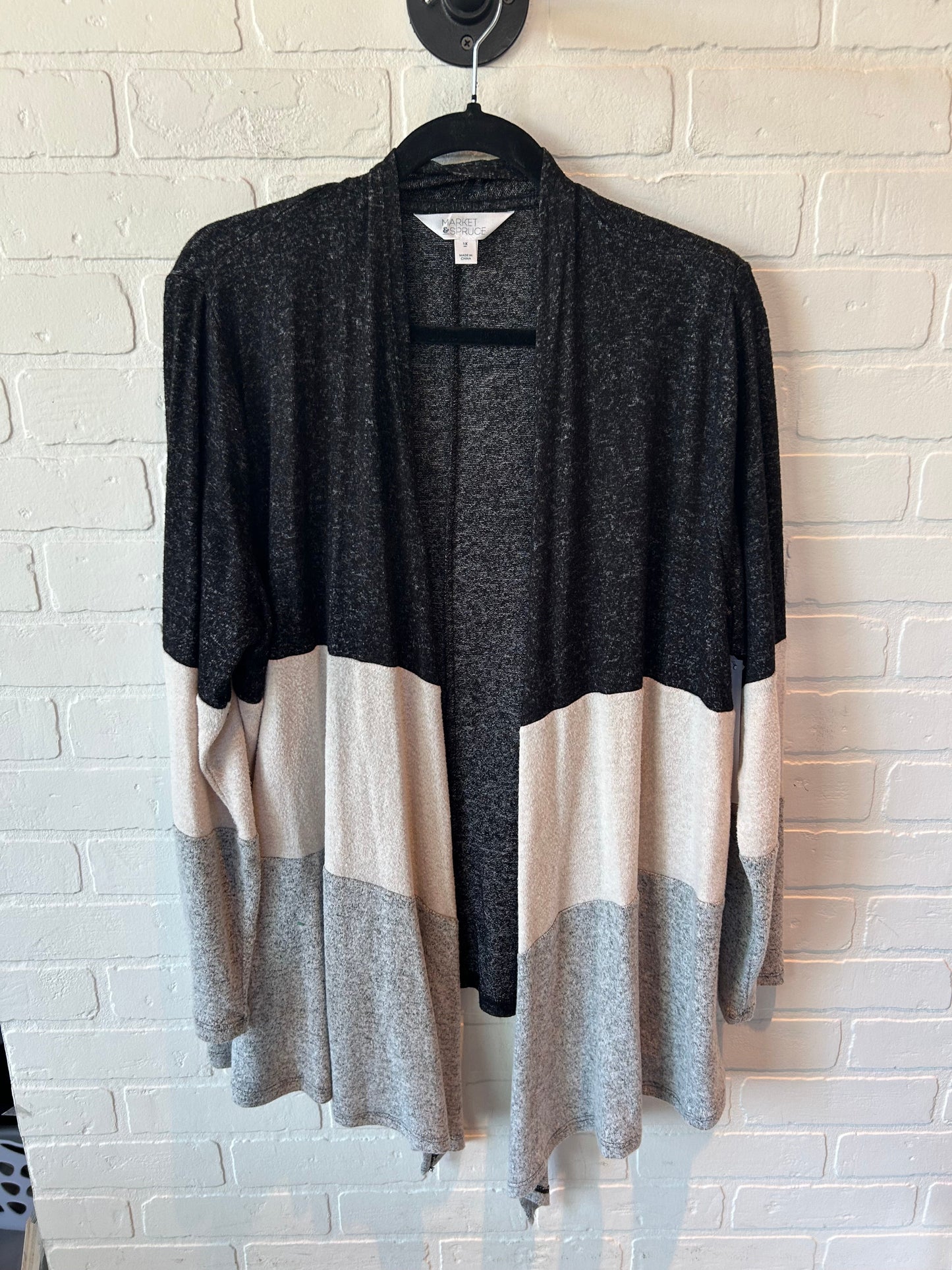 Cardigan By Market & Spruce In Black & Cream, Size: 1x