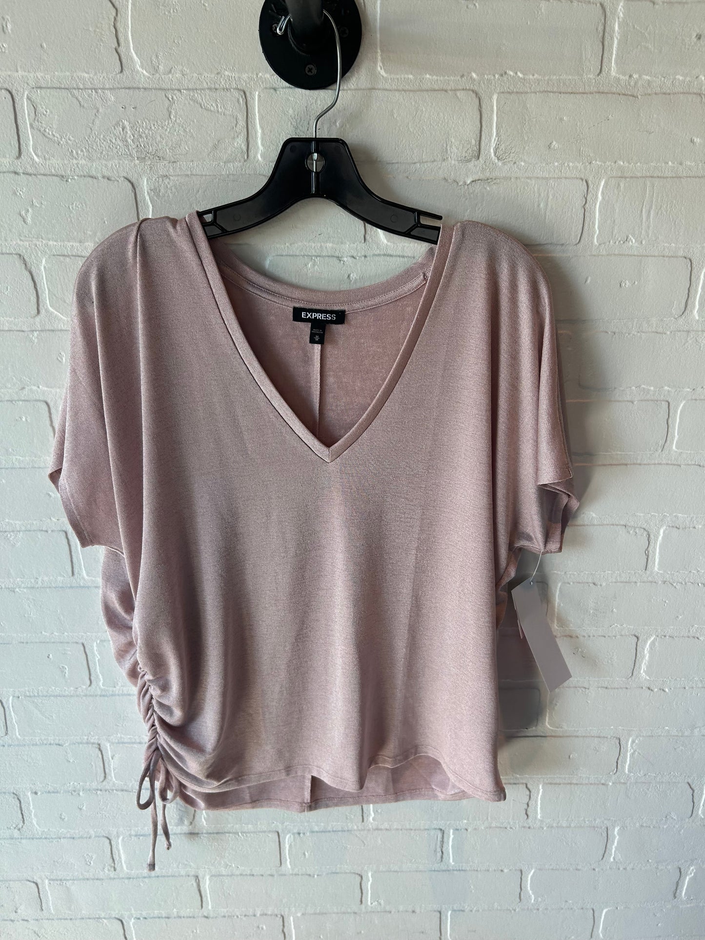 Top Short Sleeve By Express In Pink, Size: M