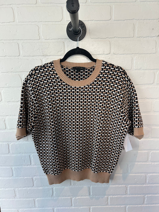 Sweater Short Sleeve By Ann Taylor In Black & Tan, Size: L