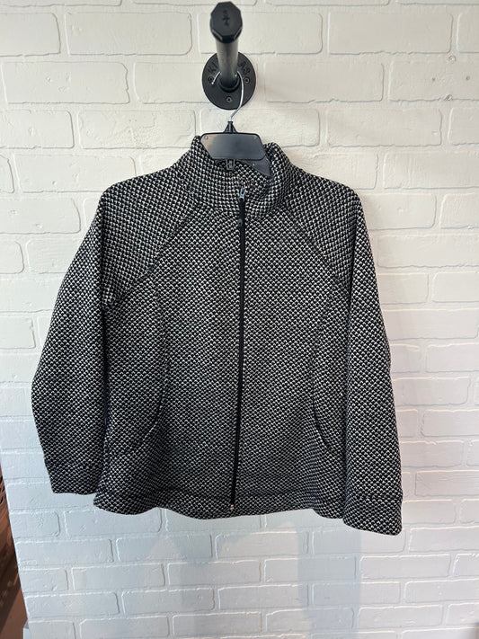 Jacket Fleece By Talbots In Black & White, Size: Mp