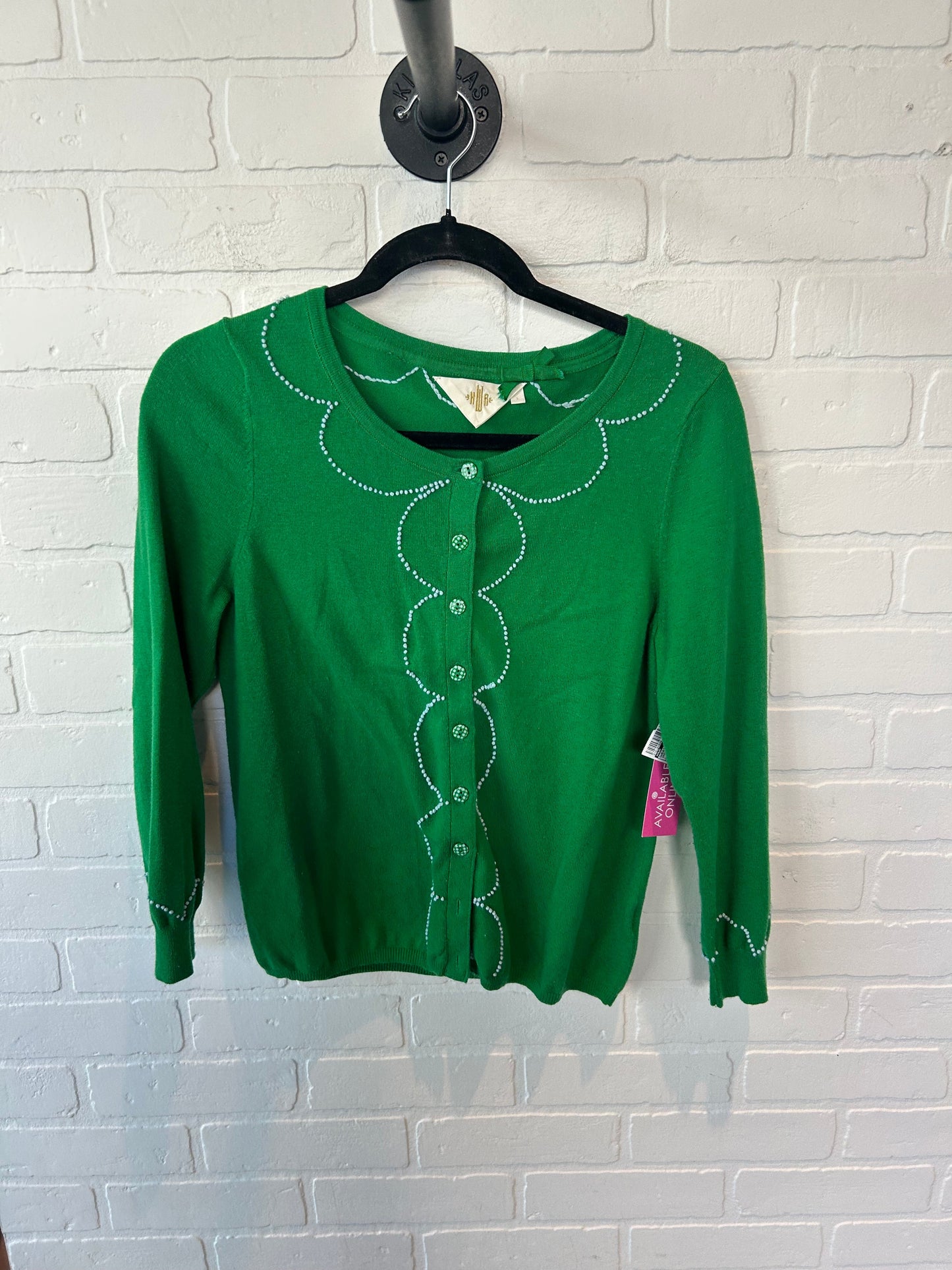 Sweater Cardigan By Hwr In Green, Size: L