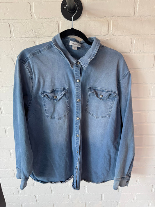 Top Long Sleeve By Coldwater Creek In Blue Denim, Size: 3x