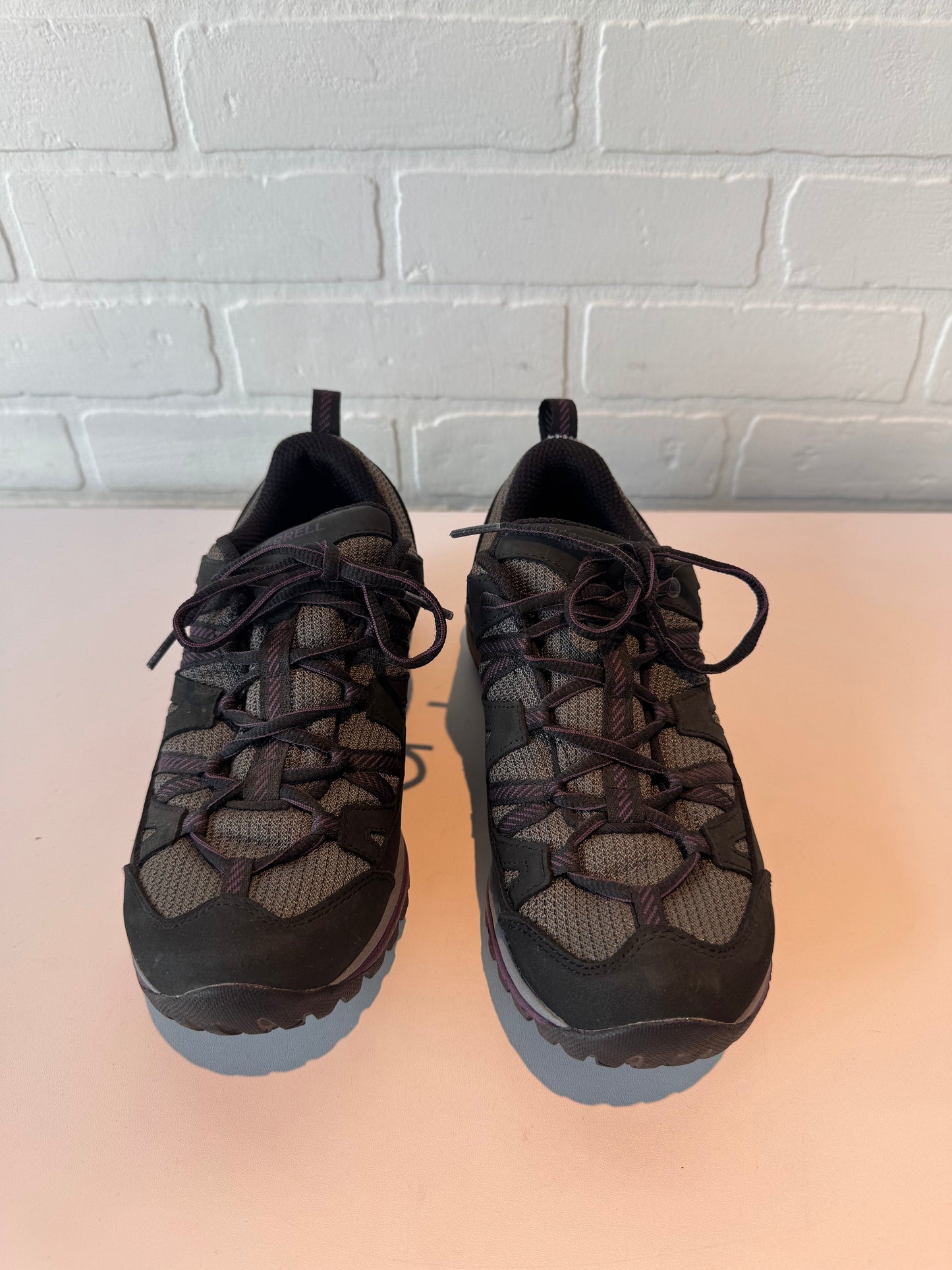 Shoes Hiking By Merrell In Black & Grey, Size: 7.5