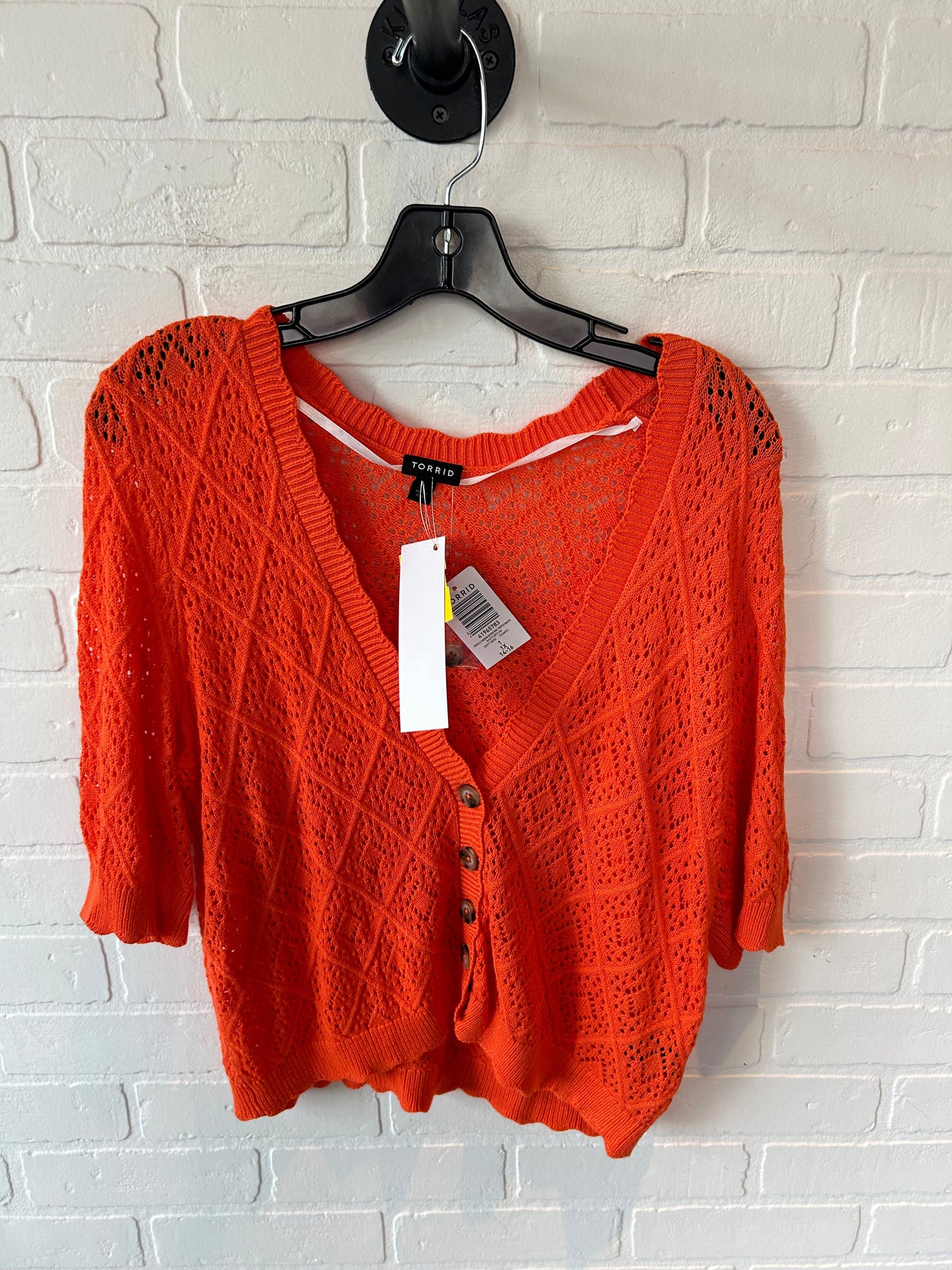 Sweater Cardigan By Torrid In Orange, Size: 1x