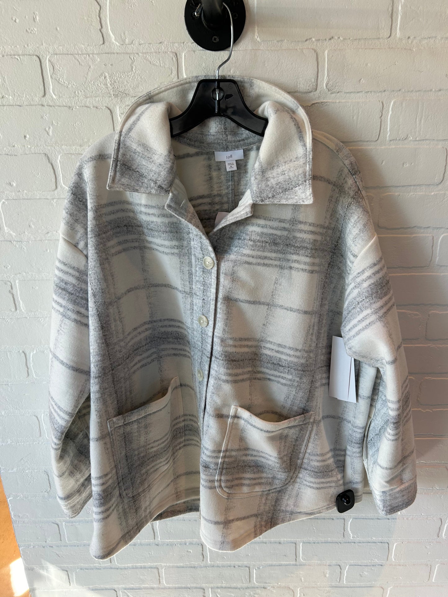 Jacket Shirt By J. Jill In Cream & Grey, Size: Xlp