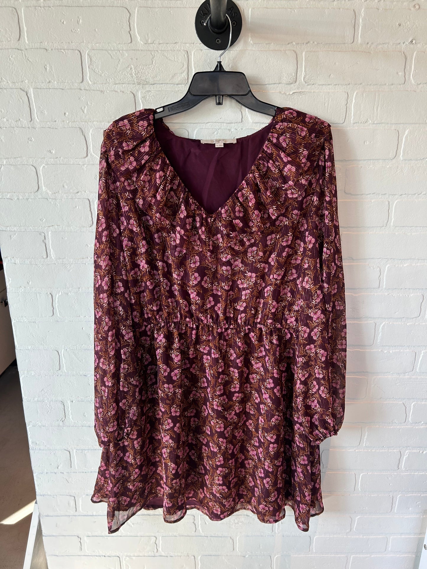 Dress Casual Midi By Loft In Floral Print, Size: Xl