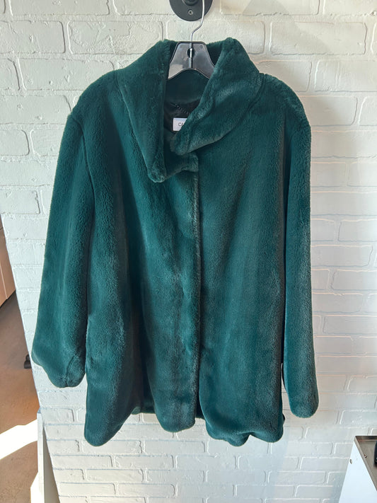 Coat Faux Fur & Sherpa By Calvin Klein In Green, Size: 1x