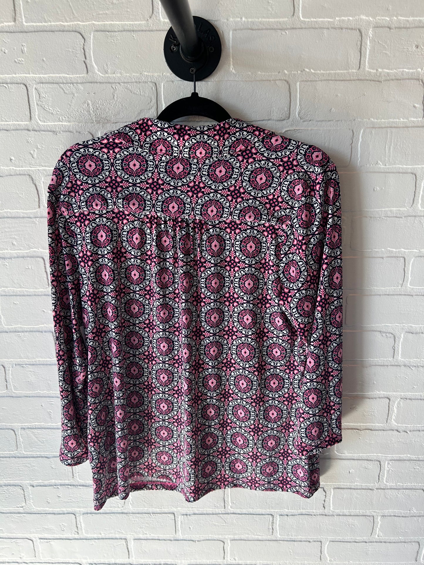 Top Long Sleeve By Charter Club In Black & Pink, Size: L